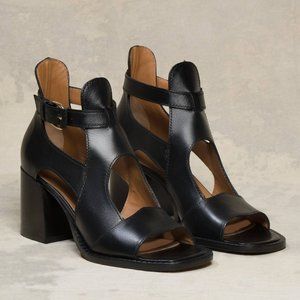 The Arianna, black leather sandal heels by M. Gemi